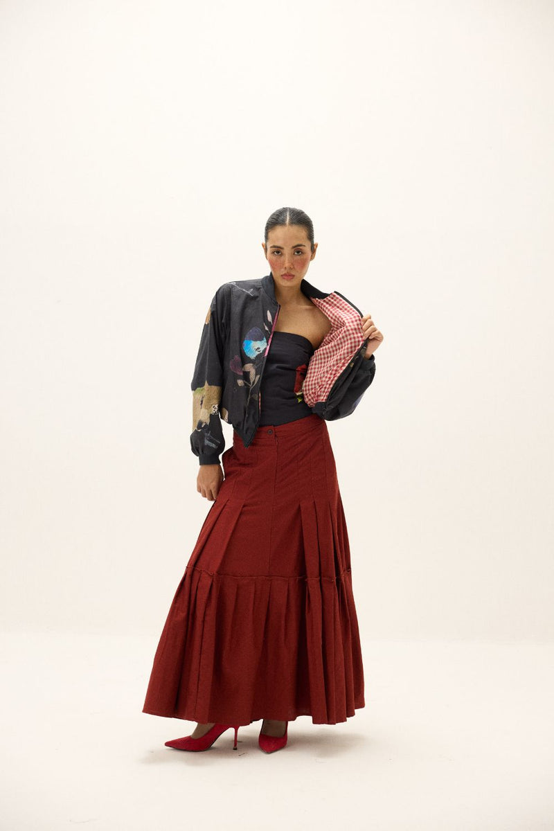 Irelune Bomber Jacket oxford by Khara Kapas in black for women in Singapore