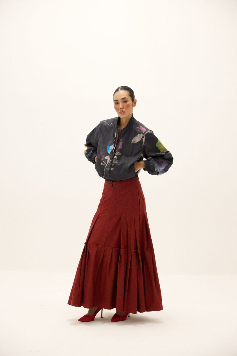 Irelune Bomber Jacket oxford by Khara Kapas in black for women in Singapore