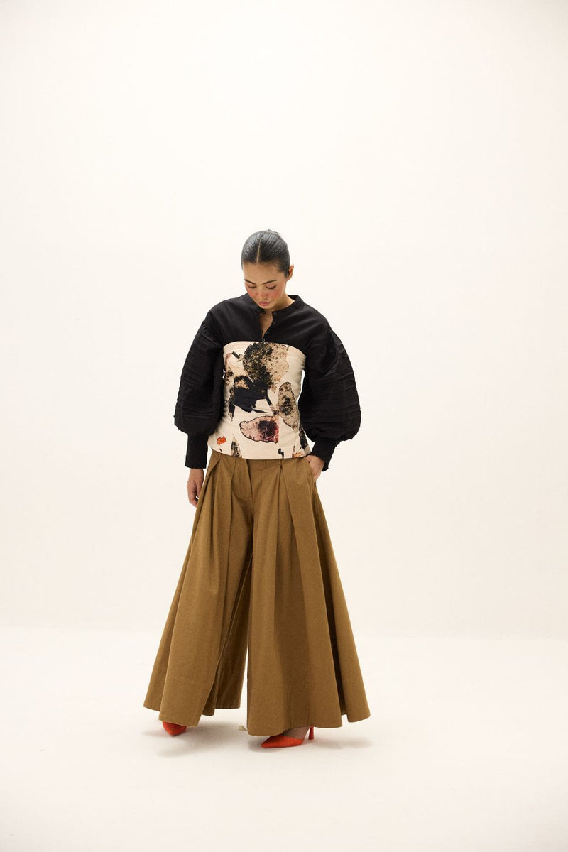 Russet Pants twill by Khara Kapas in brown for women in Singapore