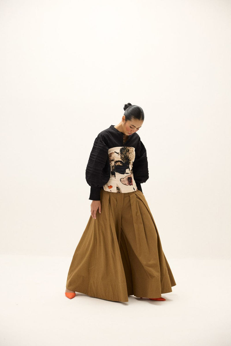 Russet Pants twill by Khara Kapas in brown for women in Singapore