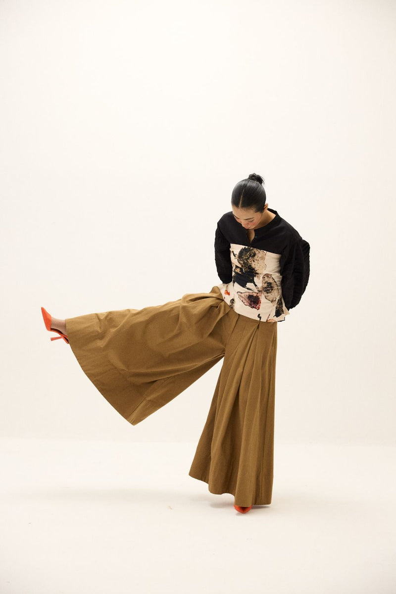 Russet Pants twill by Khara Kapas in brown for women in Singapore