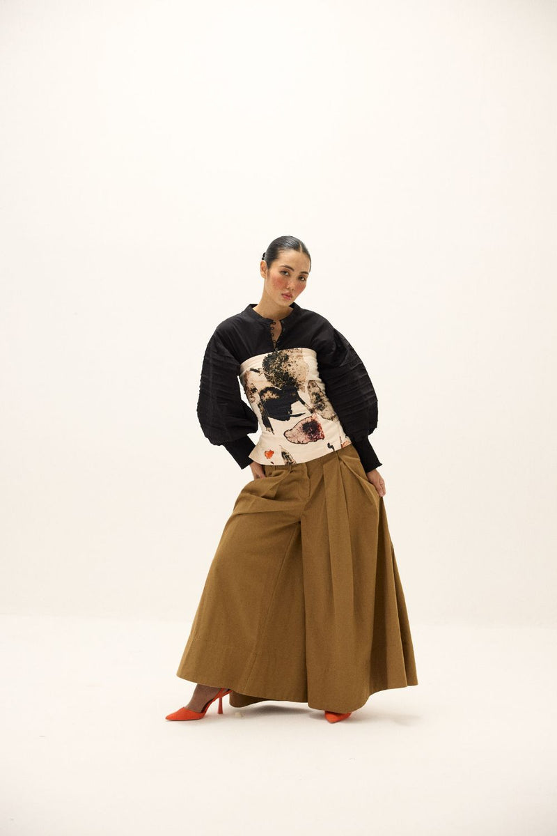 Russet Pants twill by Khara Kapas in brown for women in Singapore