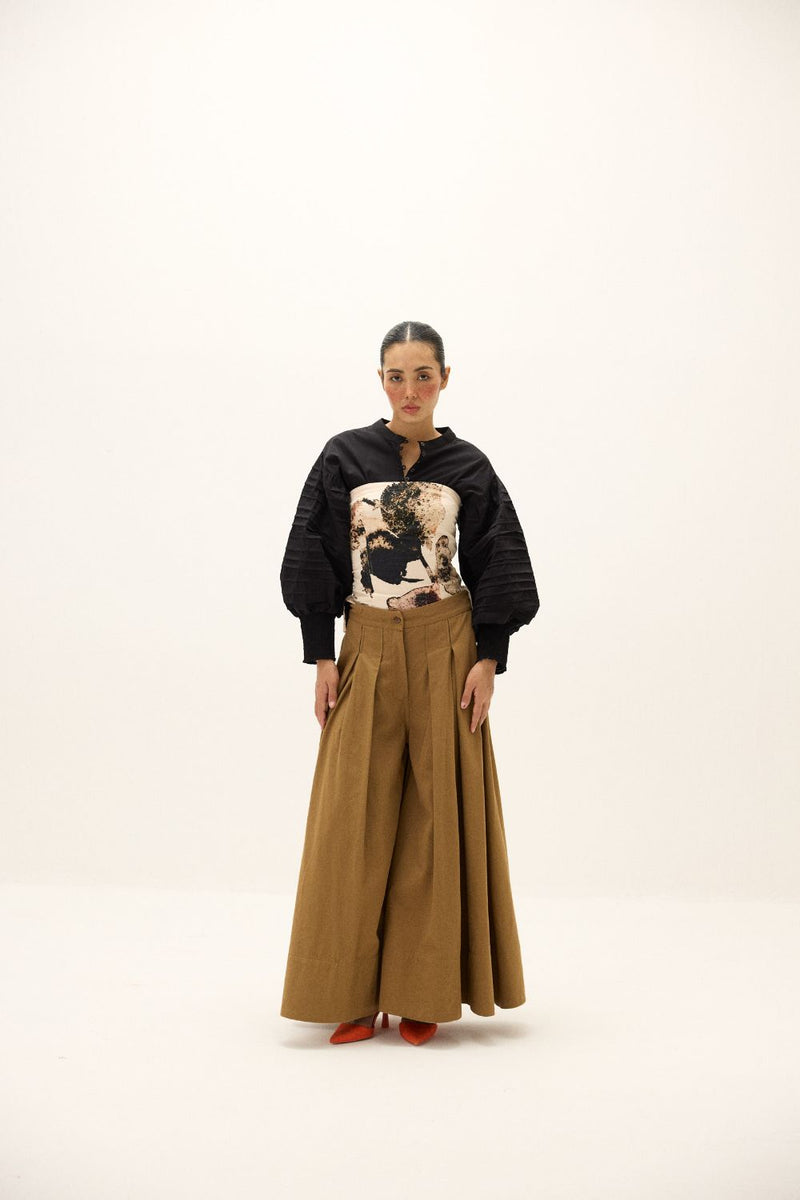 Russet Pants twill by Khara Kapas in brown for women in Singapore
