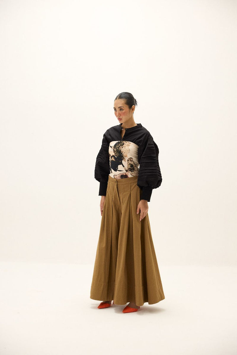 Russet Pants twill by Khara Kapas in brown for women in Singapore