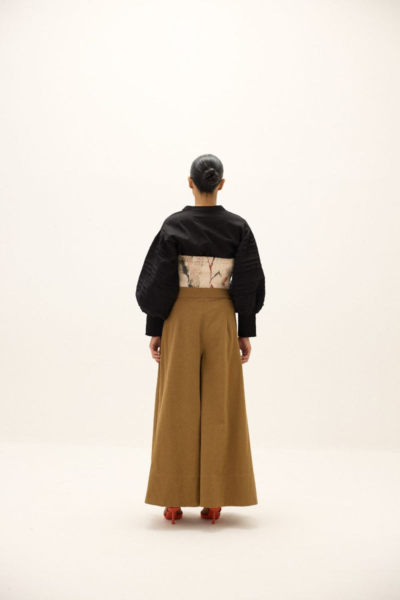 Russet Pants twill by Khara Kapas in brown for women in Singapore