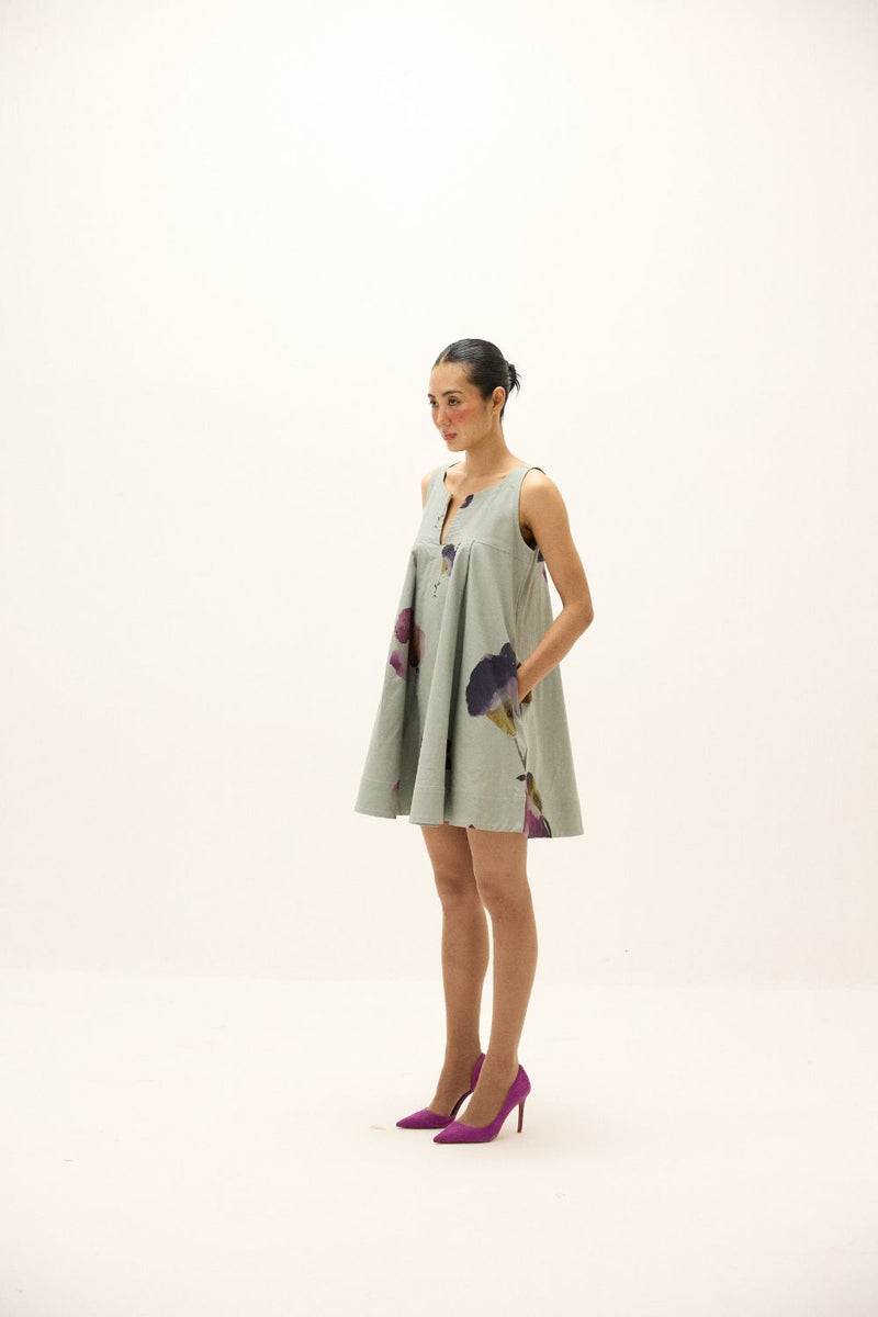 Petal Play Dress oxford by Khara Kapas in blue for women in Singapore