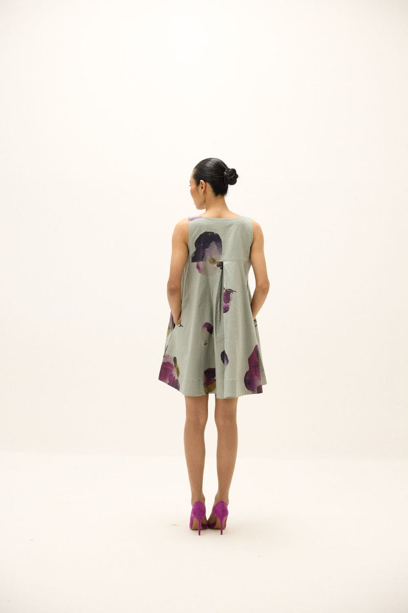 Petal Play Dress oxford by Khara Kapas in blue for women in Singapore