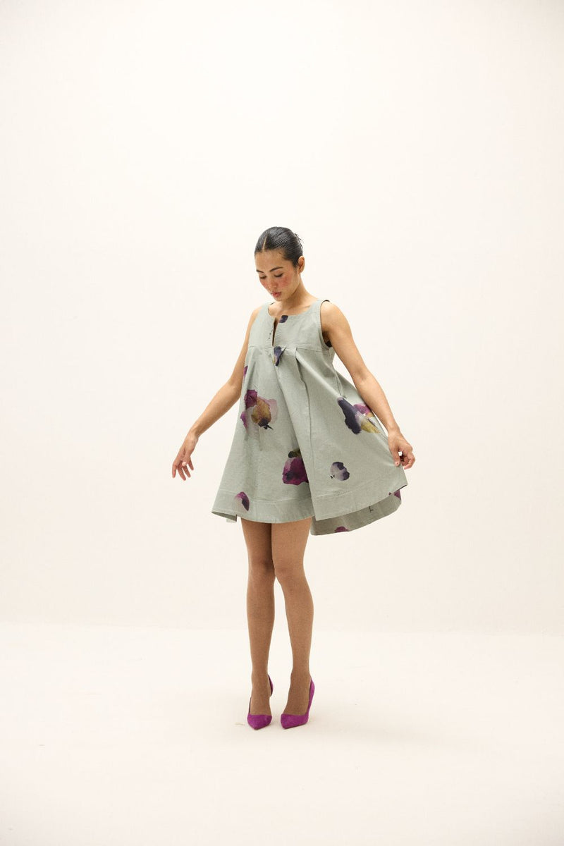 Petal Play Dress oxford by Khara Kapas in blue for women in Singapore