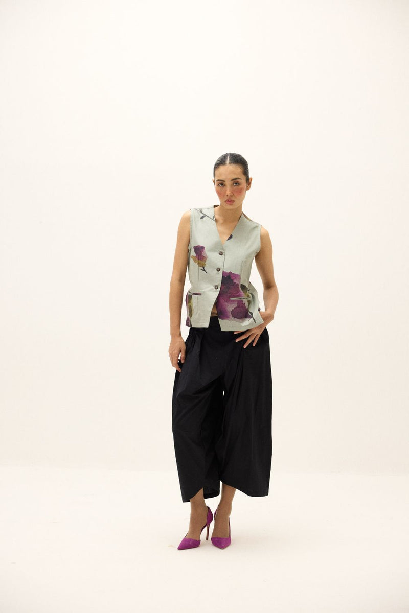 Aurora Waistcoat oxford by Khara Kapas in blue for women in Singapore