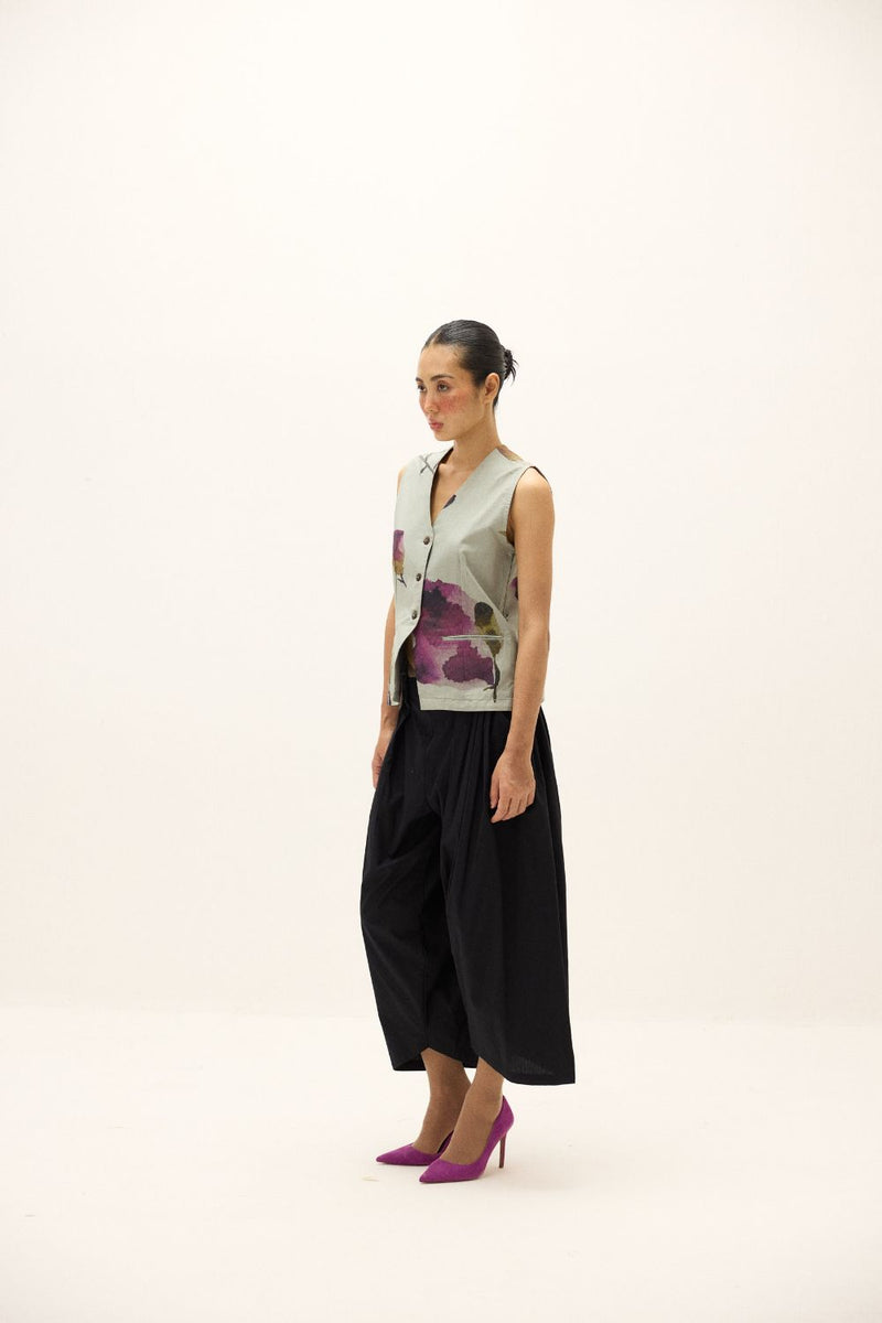 Aurora Waistcoat oxford by Khara Kapas in blue for women in Singapore