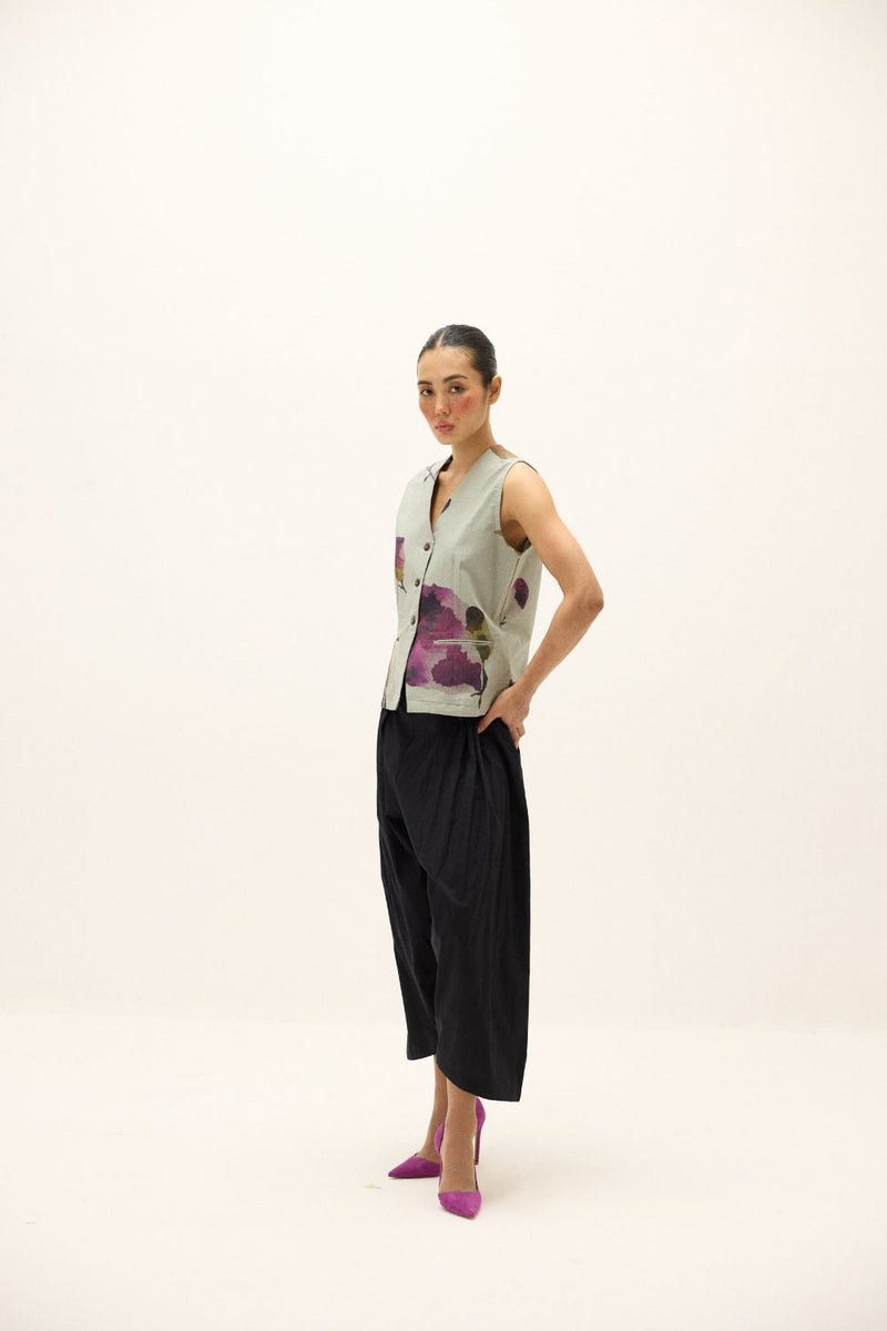 Aurora Waistcoat oxford by Khara Kapas in blue for women in Singapore