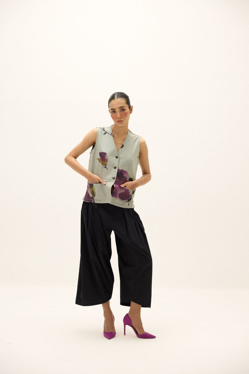 Aurora Waistcoat oxford by Khara Kapas in blue for women in Singapore