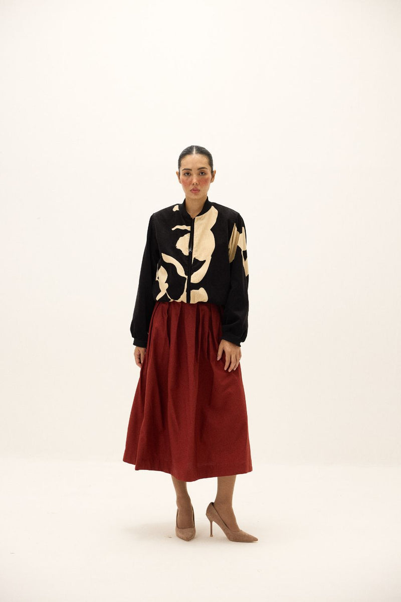 Rowan Skirt oxford by Khara Kapas in red for women in Singapore