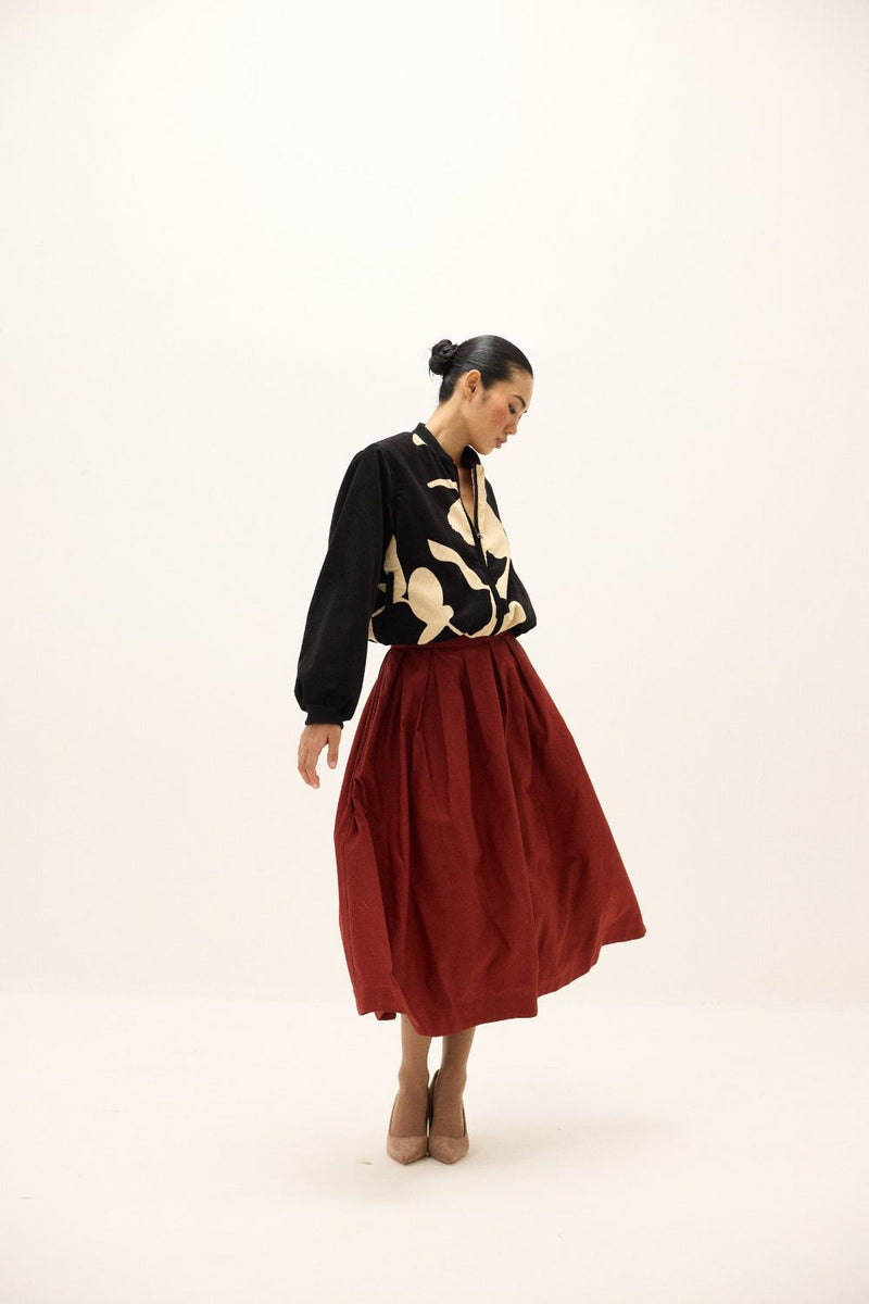 Rowan Skirt oxford by Khara Kapas in red for women in Singapore