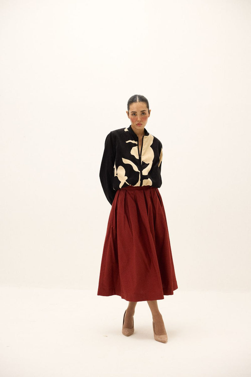 Rowan Skirt oxford by Khara Kapas in red for women in Singapore