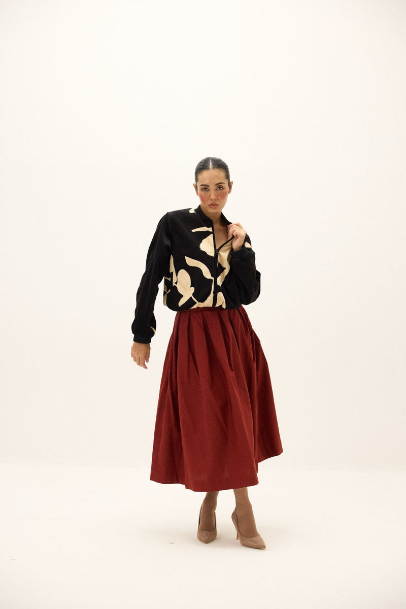 Rowan Skirt oxford by Khara Kapas in red for women in Singapore