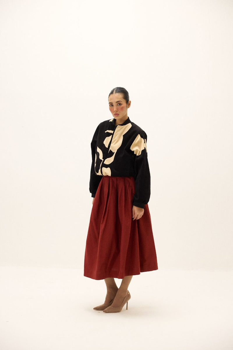 Rowan Skirt oxford by Khara Kapas in red for women in Singapore