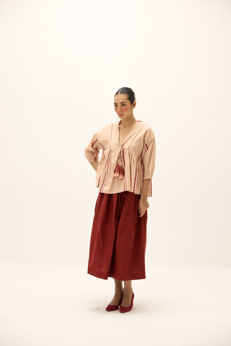 Belle Top mul by Khara Kapas in peach for women in Singapore
