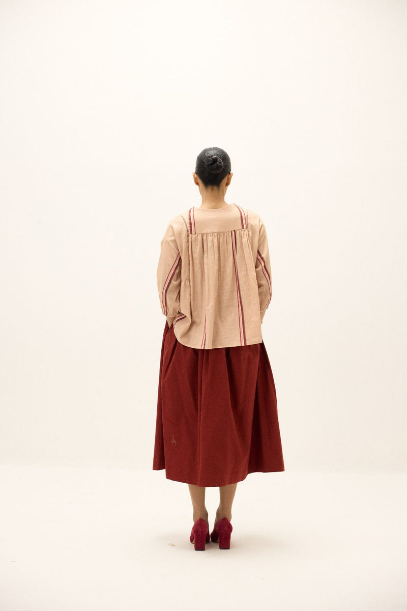 Belle Top mul by Khara Kapas in peach for women in Singapore
