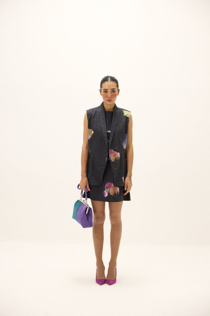 Lune Co ord Set oxford by Khara Kapas in charcoal for women in Singapore