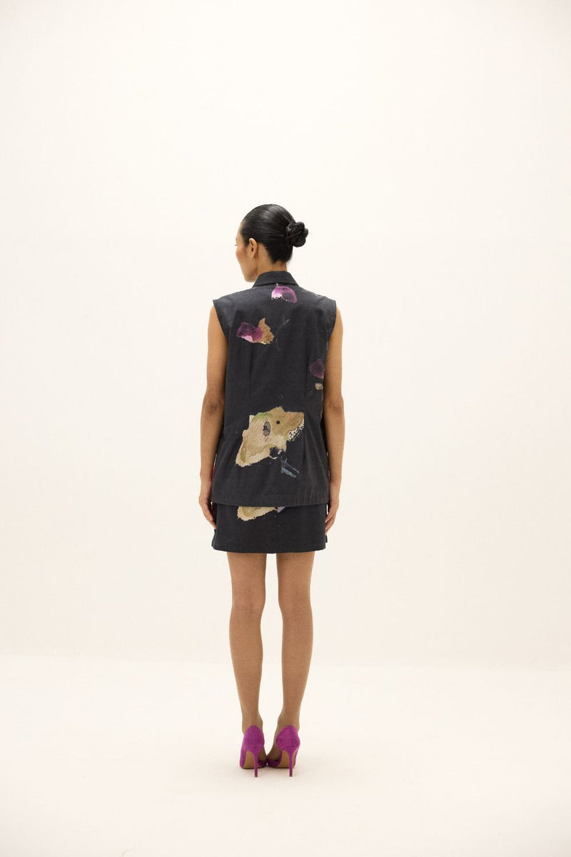 Lune Co ord Set oxford by Khara Kapas in charcoal for women in Singapore