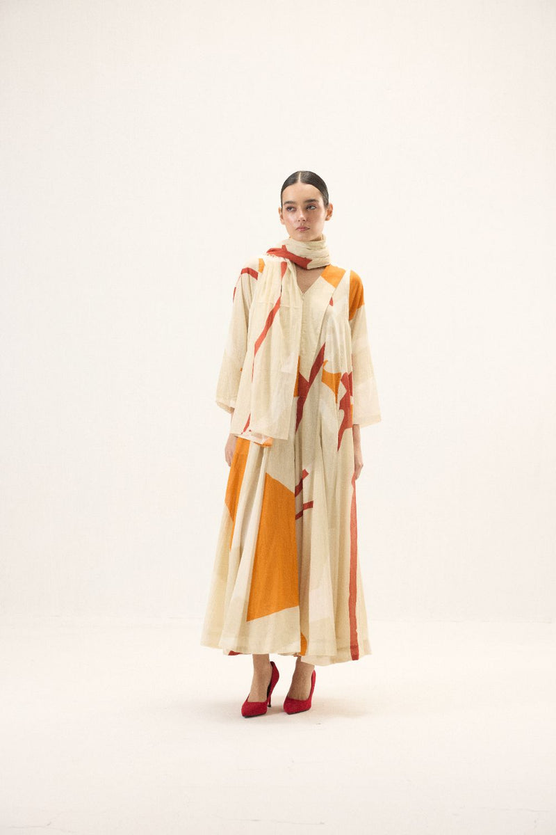 Oriel Jumpsuit set mulmul by Khara Kapas in ivory for women in Singapore