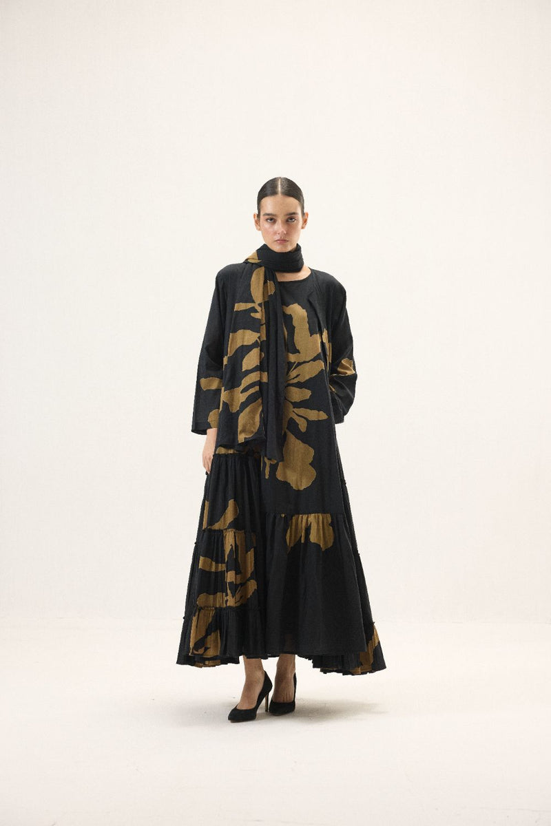 Solenne set mulmul by Khara Kapas in black for women in Singapore