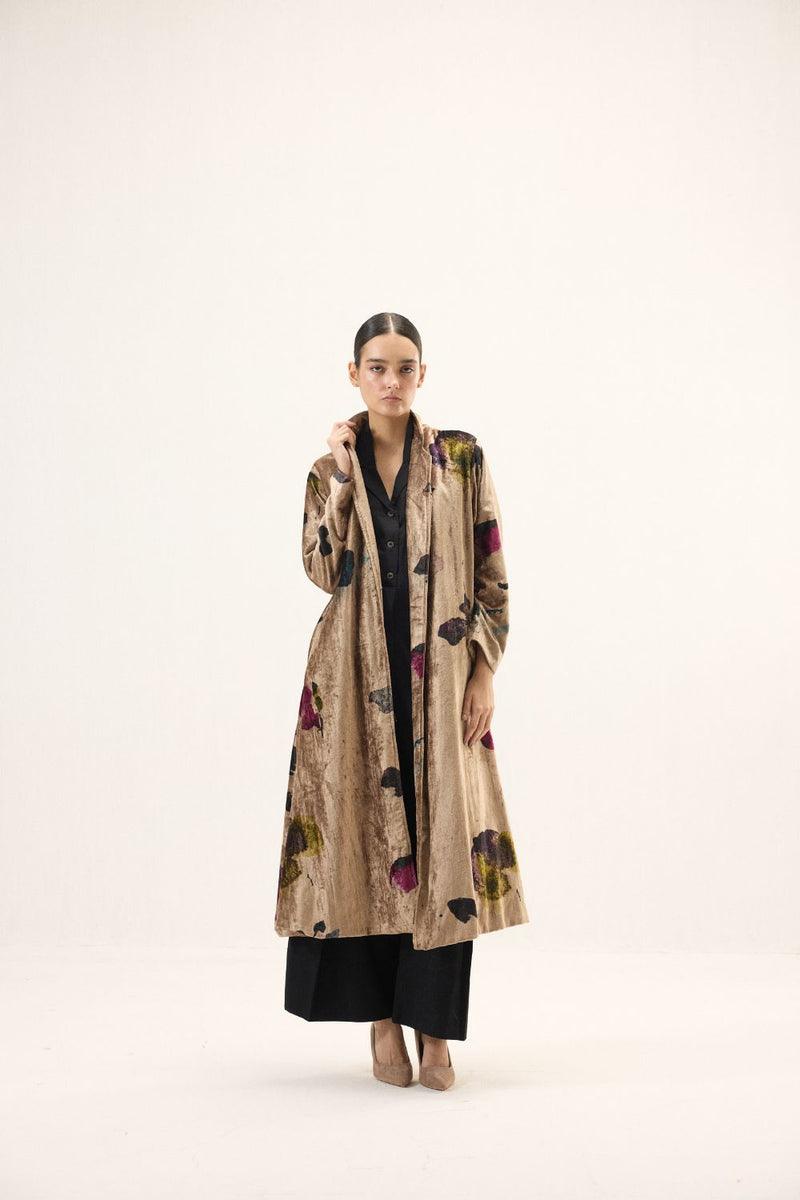Aurielle Trench Coat by Khara Kapas in gold for women in Singapore
