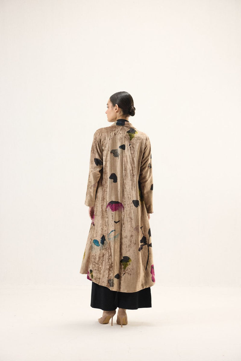 Aurielle Trench Coat by Khara Kapas in gold for women in Singapore