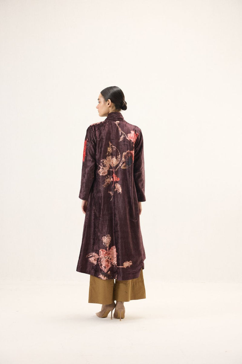 Fig Trench Coat by Khara Kapas in purple for women in Singapore