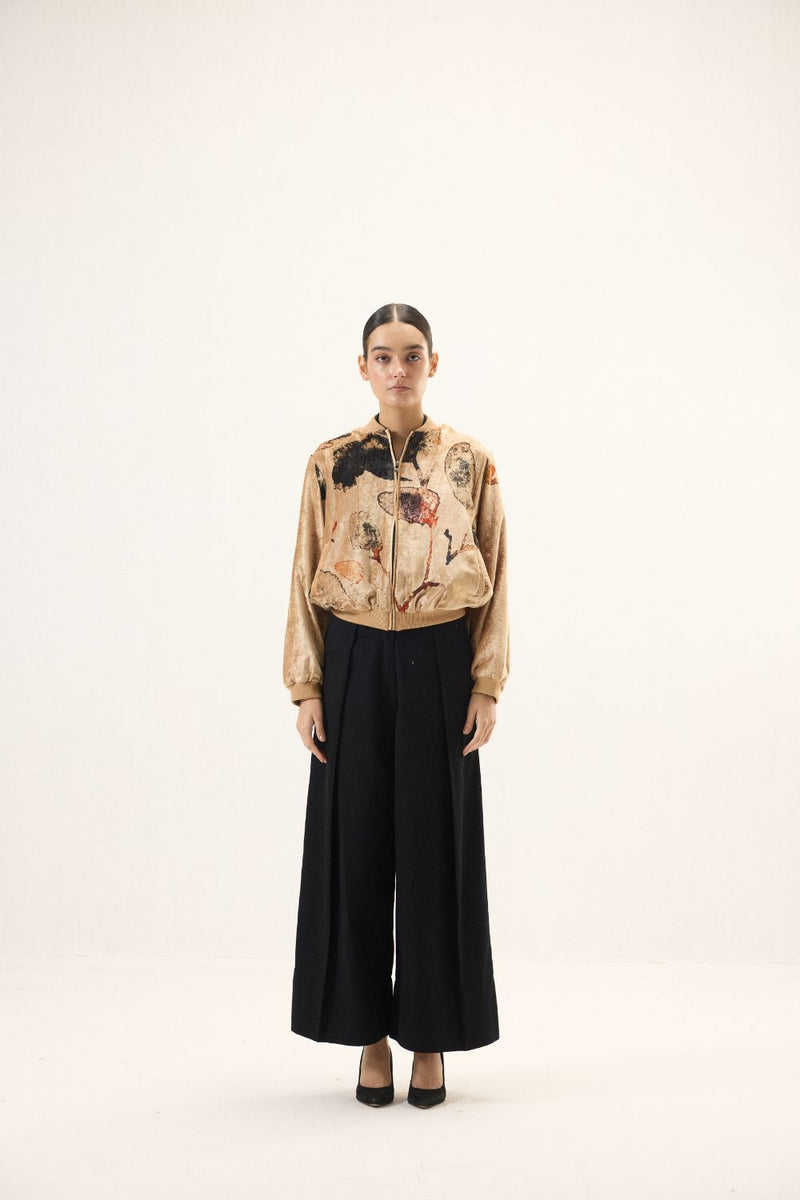 Sandswept Bomber Jacket by Khara Kapas in gold for women in Singapore