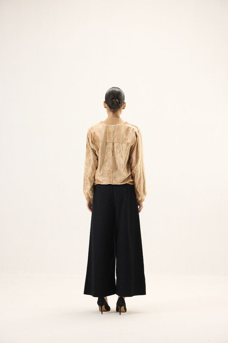 Sandswept Bomber Jacket by Khara Kapas in gold for women in Singapore