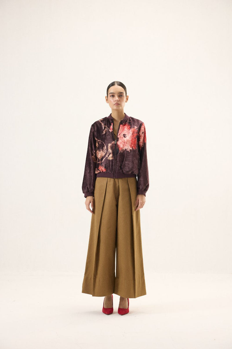 Plum Blossom Bomber Jacket by Khara Kapas in purple for women in Singapore
