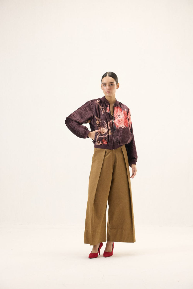 Plum Blossom Bomber Jacket by Khara Kapas in purple for women in Singapore