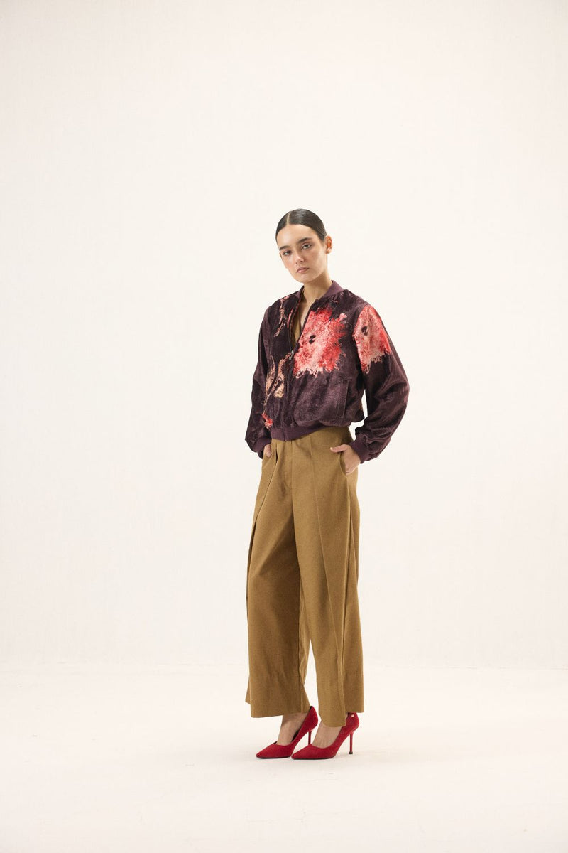 Plum Blossom Bomber Jacket by Khara Kapas in purple for women in Singapore