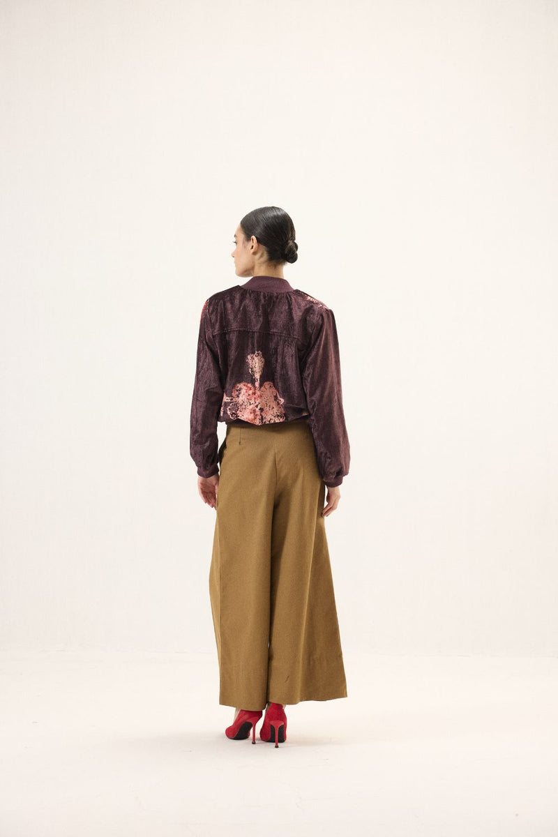 Plum Blossom Bomber Jacket by Khara Kapas in purple for women in Singapore