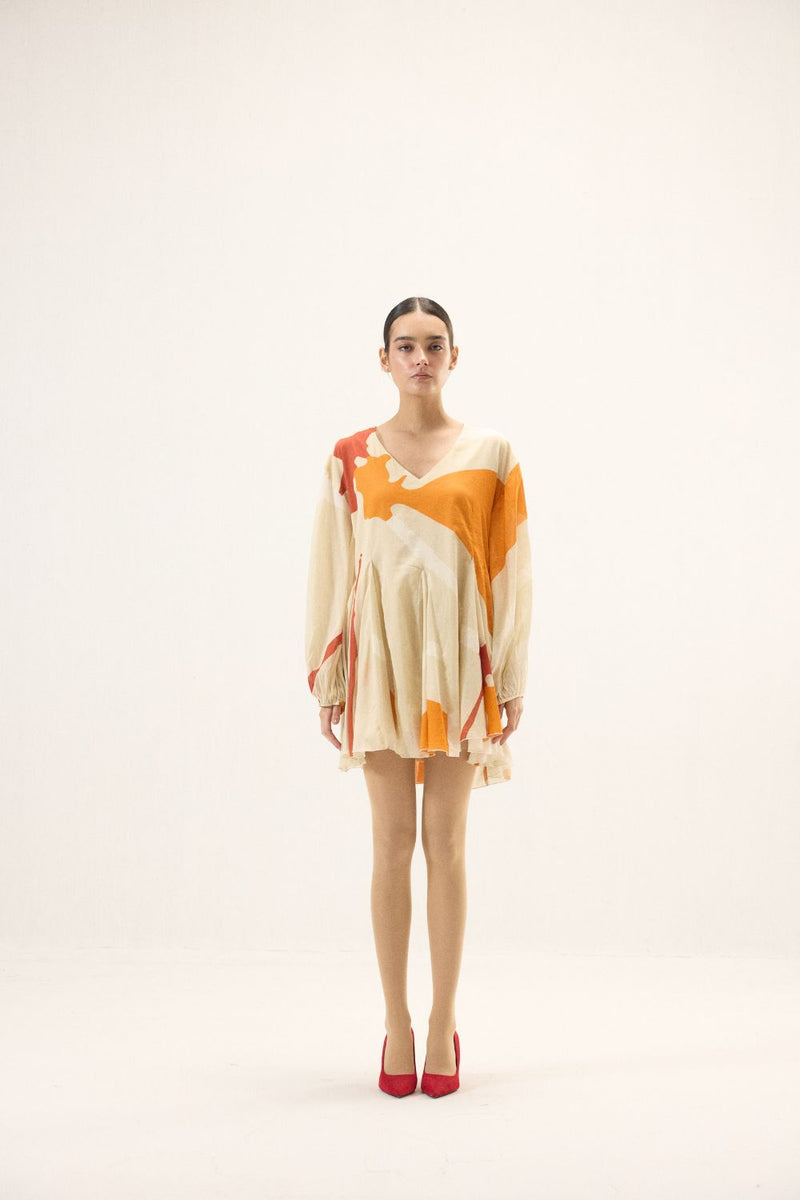 Apricot Dress mulmul by Khara Kapas in ivory for women in Singapore