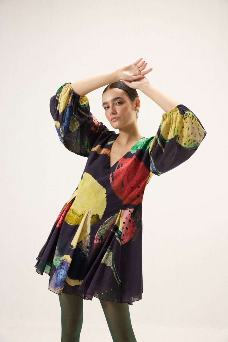 Grape Dress mulmul by Khara Kapas in multi for women in Singapore