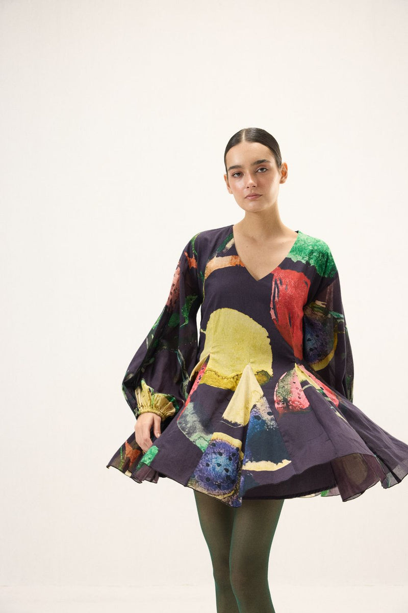 Grape Dress mulmul by Khara Kapas in multi for women in Singapore