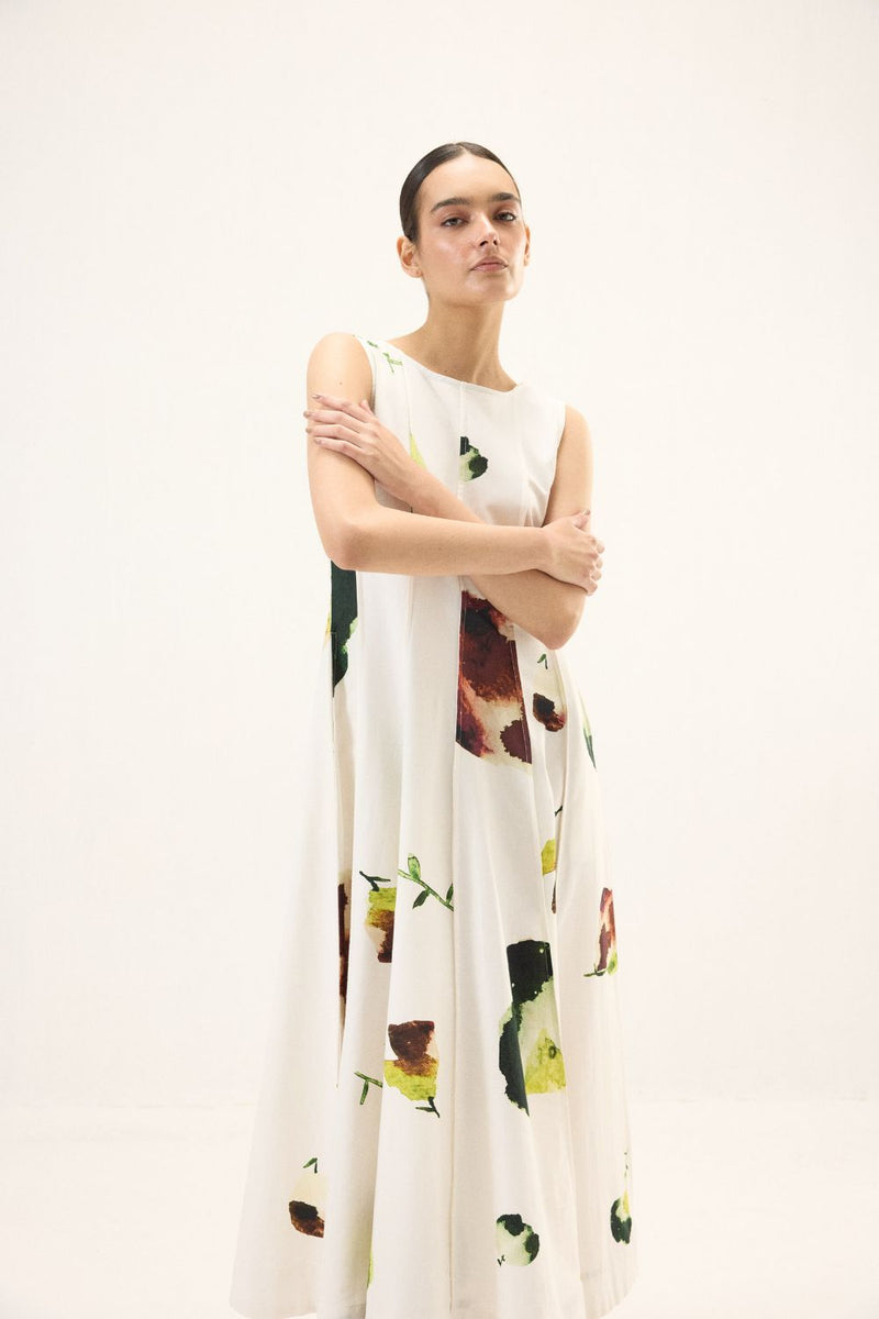 Moonwhite Dress oxford by Khara Kapas in white for women in Singapore