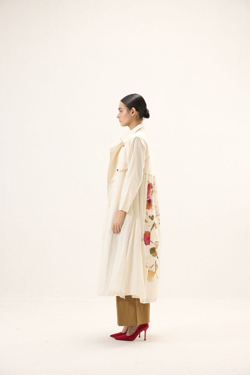 Maison Trench Coat mulmul by Khara Kapas in ivory for women in Singapore