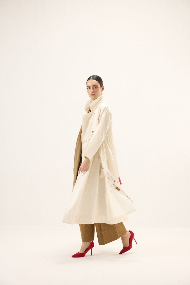 Maison Trench Coat mulmul by Khara Kapas in ivory for women in Singapore