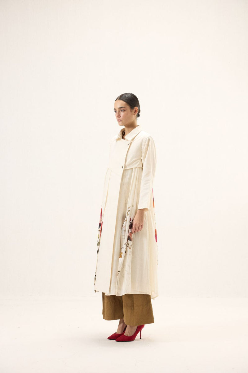 Maison Trench Coat mulmul by Khara Kapas in ivory for women in Singapore