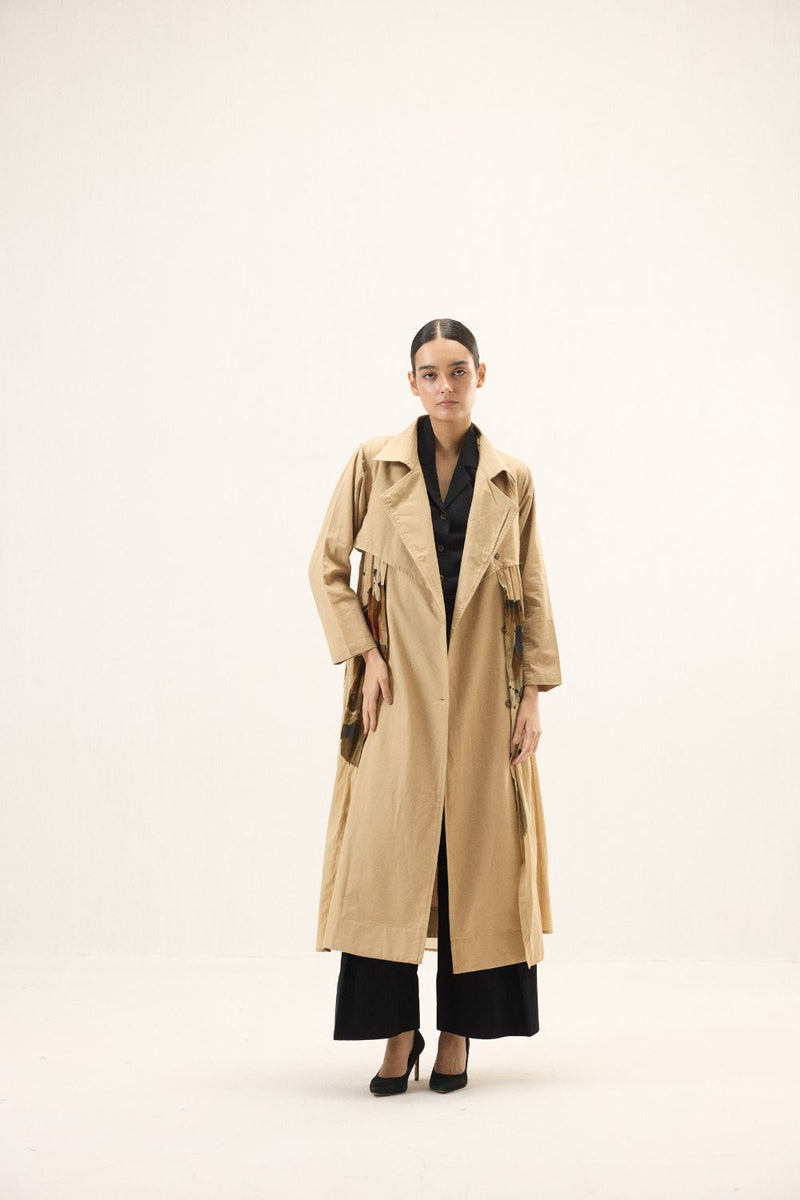 Bare Earth Trench Coat mulmul by Khara Kapas for women in Singapore