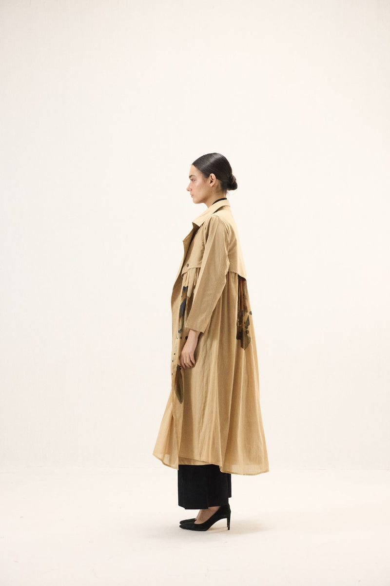 Bare Earth Trench Coat mulmul by Khara Kapas for women in Singapore