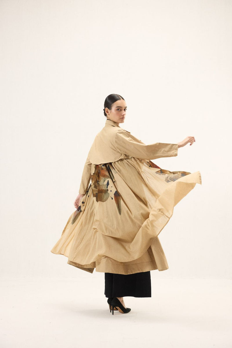 Bare Earth Trench Coat mulmul by Khara Kapas for women in Singapore