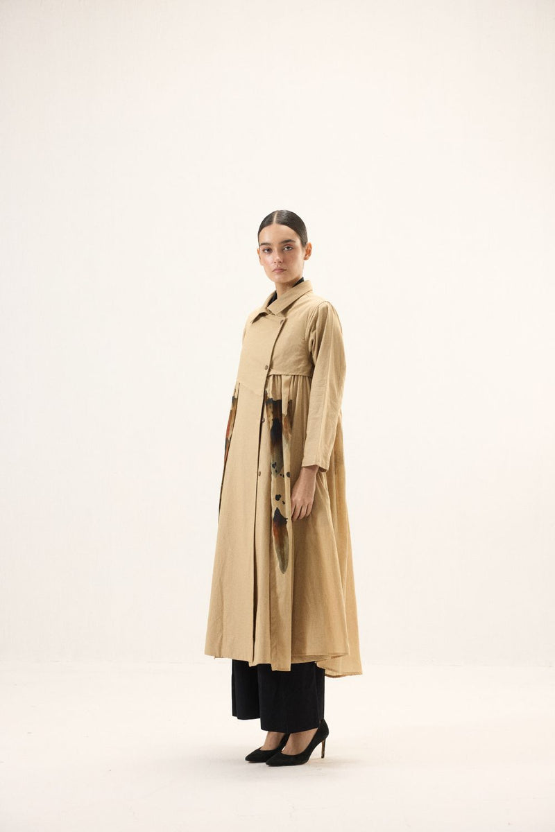 Bare Earth Trench Coat mulmul by Khara Kapas for women in Singapore