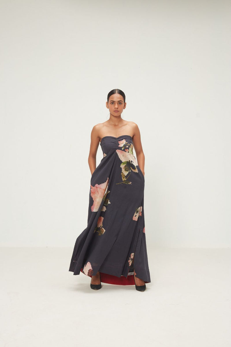 Amara Dress mul by Khara Kapas in grey for women in Singapore