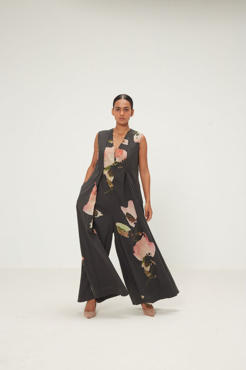 Dry Ash Jumpsuit mul by Khara Kapas in charcoal for women in Singapore