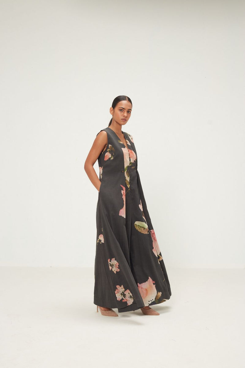 Dry Ash Jumpsuit mul by Khara Kapas in charcoal for women in Singapore